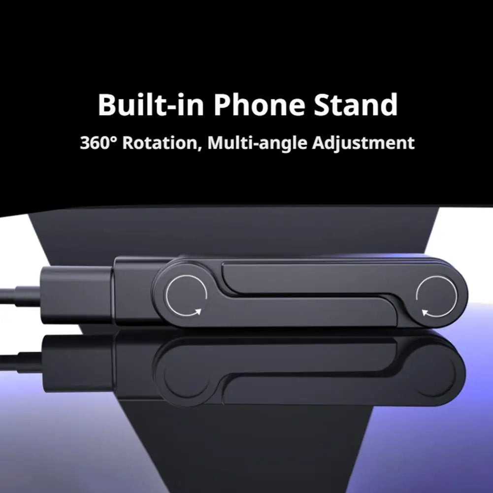 240W Detachable 2 in 1 USB Type C Flat Quick Charger Cable Kick Cable Foldable Stand Fast Adapter Portable for Desktop Use