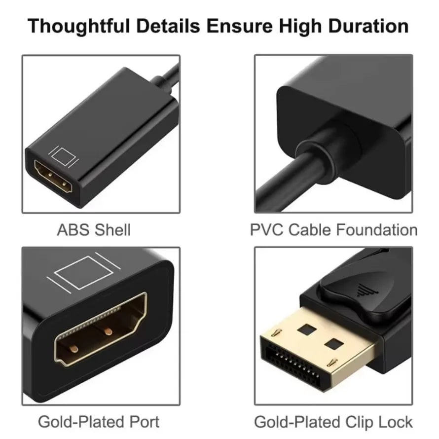 DP to HDMI-compatible Converter Cable 4K DisplayPort to HDMI-compatible Video Audio Cable Adapter For PC Computer HDTV Projector