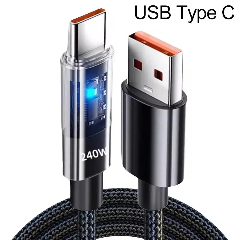 240W Dual Charging Line Type-C USB C To Type C Cable Fast Charging Nylon Braided TypeC Data Cord for Samsung Huawei Mi Laptop