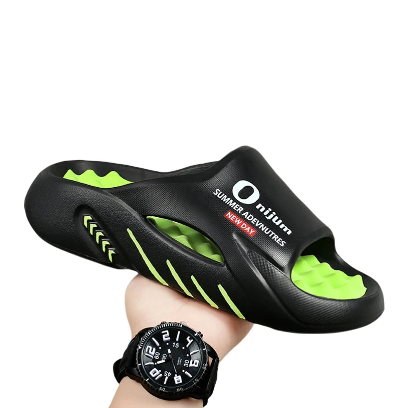 Summer Men Massage Slippers Slides Indoor Outdoor Sandals Beach Casual Shoes Comfortable Sole Men's Slippers Big Size 38-47