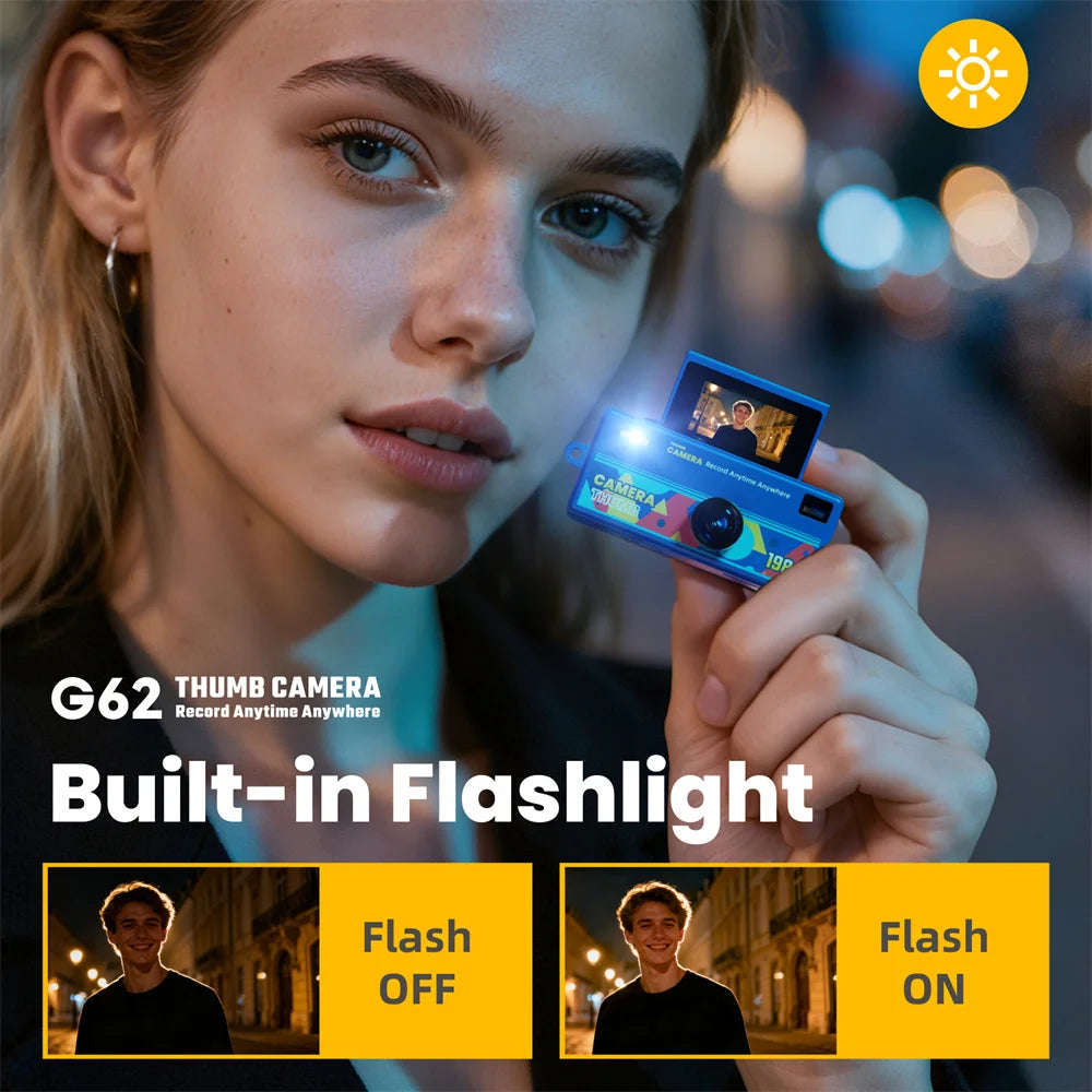 G62 Retro Mini Keychain Thumb Camera 1080P HD Recorder Built-in Flash Outdoor Sports Camera Video Shooting Children Camera 2026
