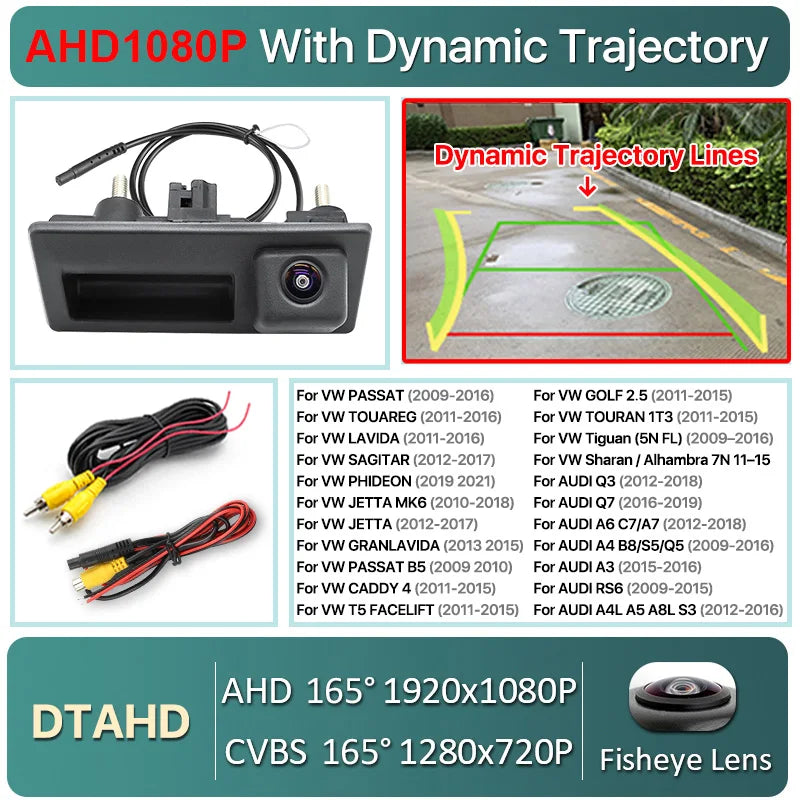 GreenYi 170° 1080P AHD Vehicle Rear View Camera for VW Volkswagen Golf Passat B7 B6 Tiguan Jetta MK6 Audi A3 A4 A5 Q5 A6 B6 Car