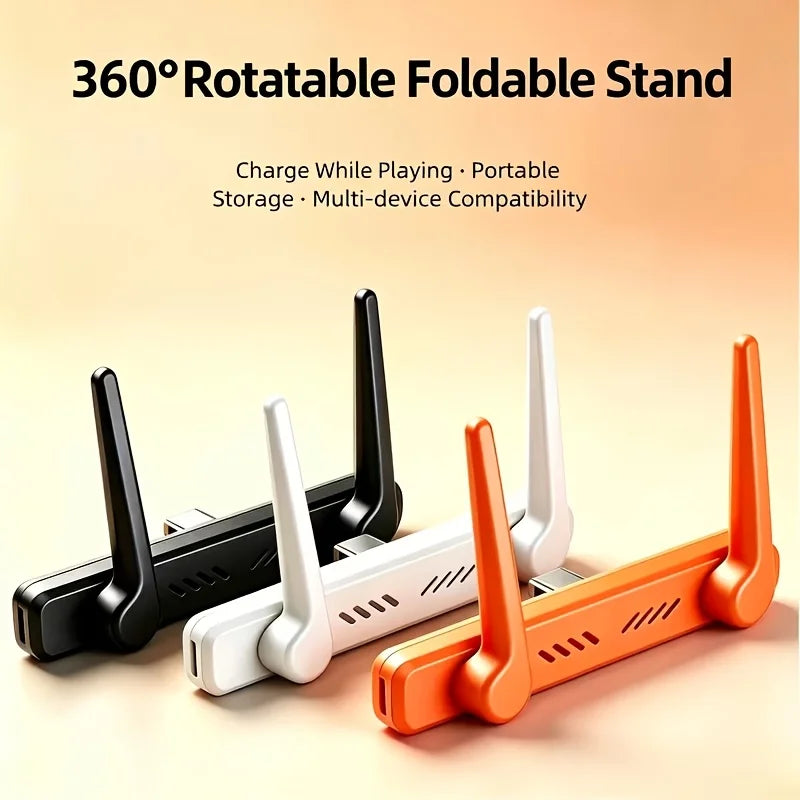 360° Rotating Super-Fast Charging Bracket with Detachable 100W Data Cable Converter Foldable Phone Stand for All Type-C Android