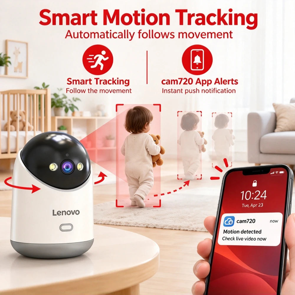 Lenovo 5MP IP Camera 5G/2.4G WiFi Home Indoor HD Wireless Surveillance Camera Auto Tracking 2‑Way Talk Security Baby Monitor