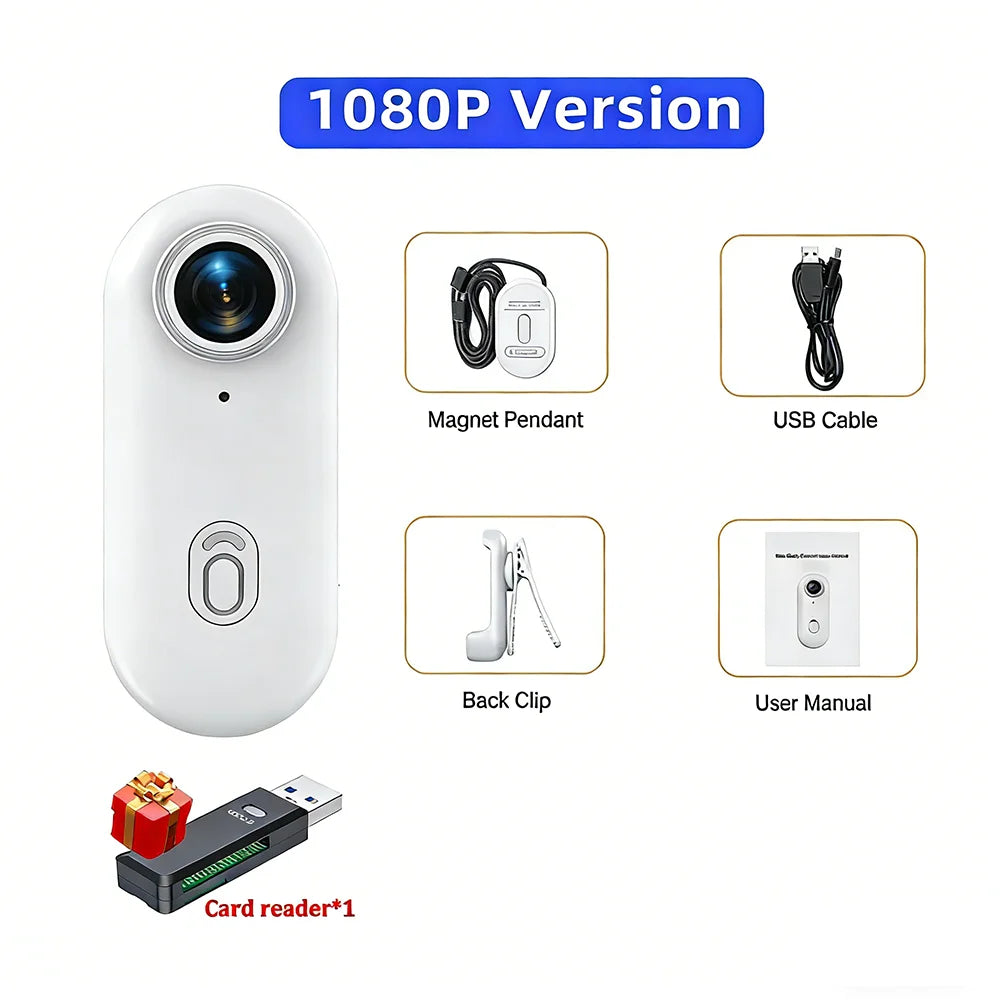 Mini 1080P/ 4K Pocket Magnetic POV Vlog Cam Body Chest Recorder Wireless WiFi Waterproof Action Camera Helmet Bicycle Sports