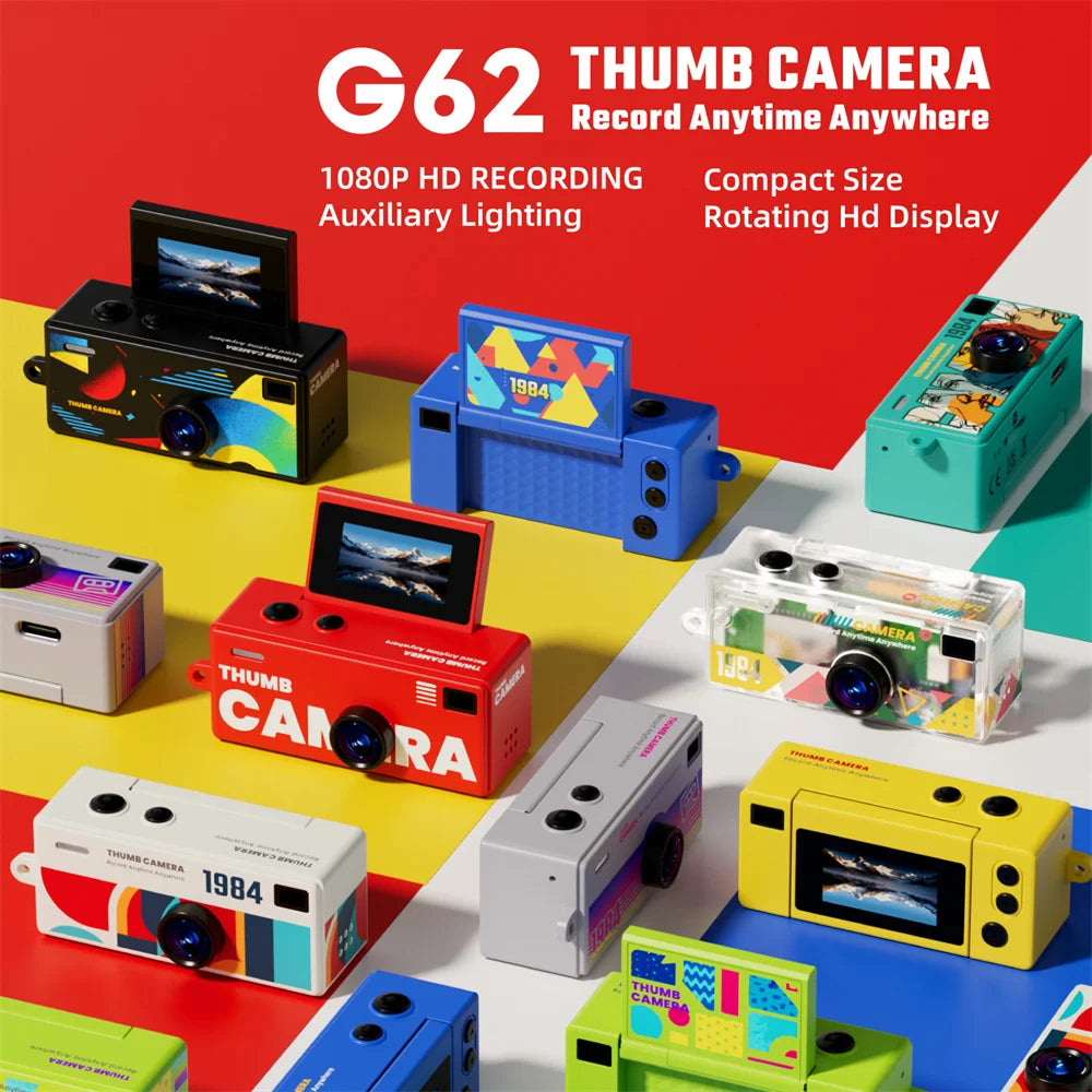 G62 Retro Mini Keychain Thumb Camera 1080P HD Recorder Built-in Flash Outdoor Sports Camera Video Shooting Children Camera 2026