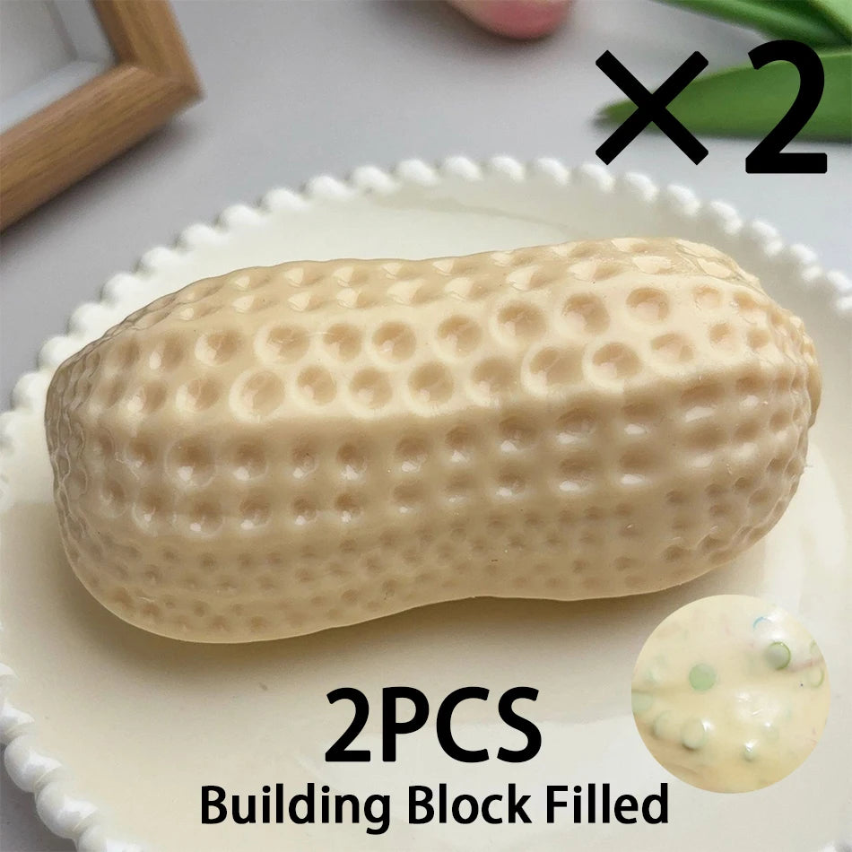 2 Styles Peanut Squishy Toys Crunchy Or Slow Rebound Food Shaped Stress Ball ASMR Sensory Fidget Toy for Adults Desk Recess Toy