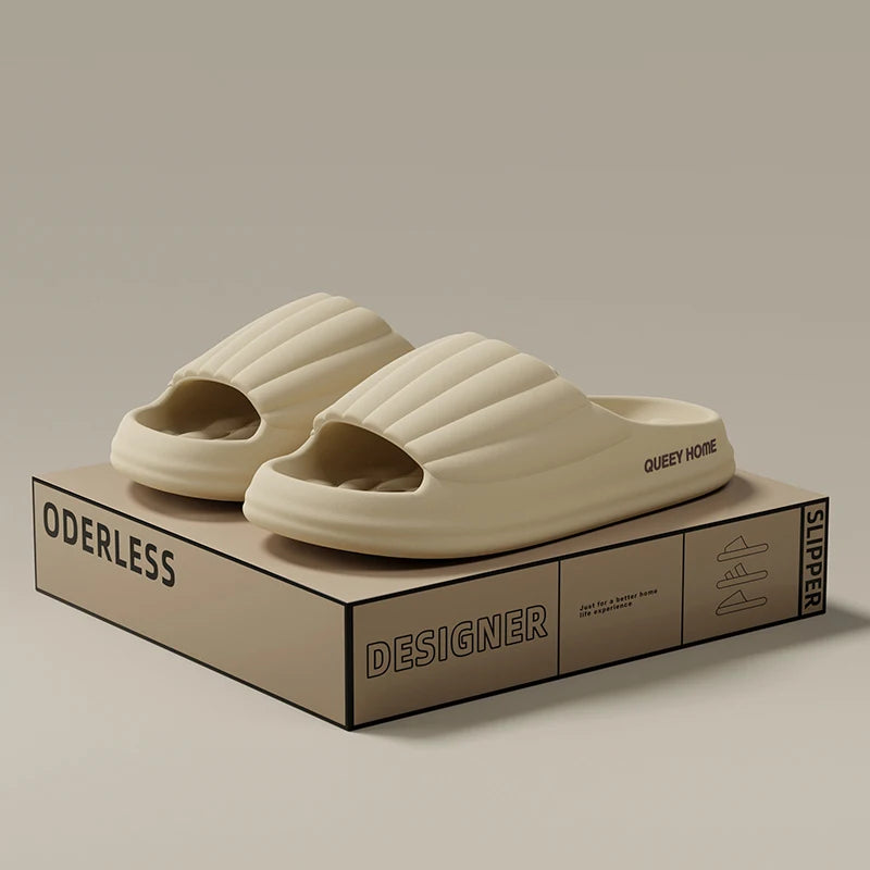 Stylish Men's Slippers Thick Sole Pressure Distribution Soft Bouncy Comfort Beach Sandals Anti Slip Lightweight Shoes Men Women