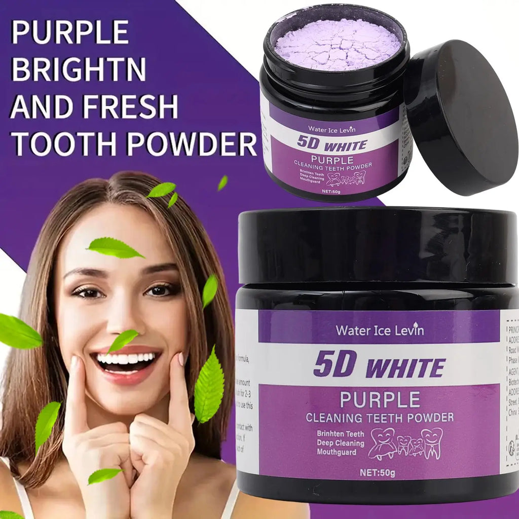 50g/box Purple Teeth Whitening Powder Natural Deep Cleaning Breath Freshener Suitable for Unisex Ideal for Daily Use Travel